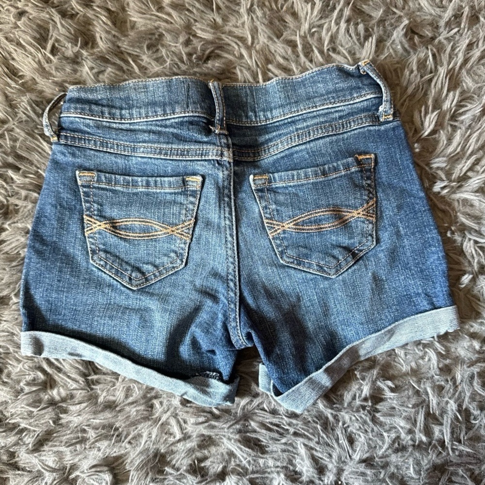 Abercrombie Kids Denim Shorts Girls 9/10 Medium Wash Blue Cuffed Casual Stretch - Picture 5 of 5